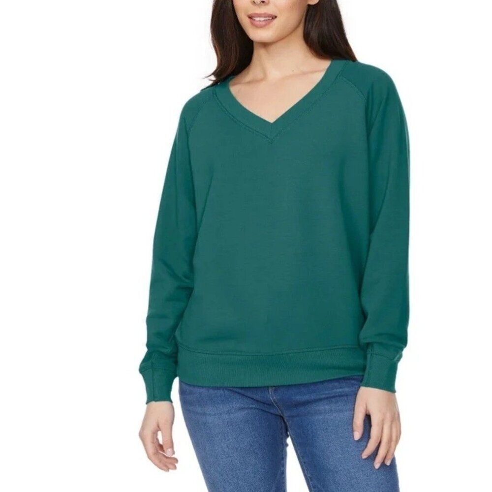 Buffalo David Bitton Women's M Super Soft V-Neck Sweater Teal N0458